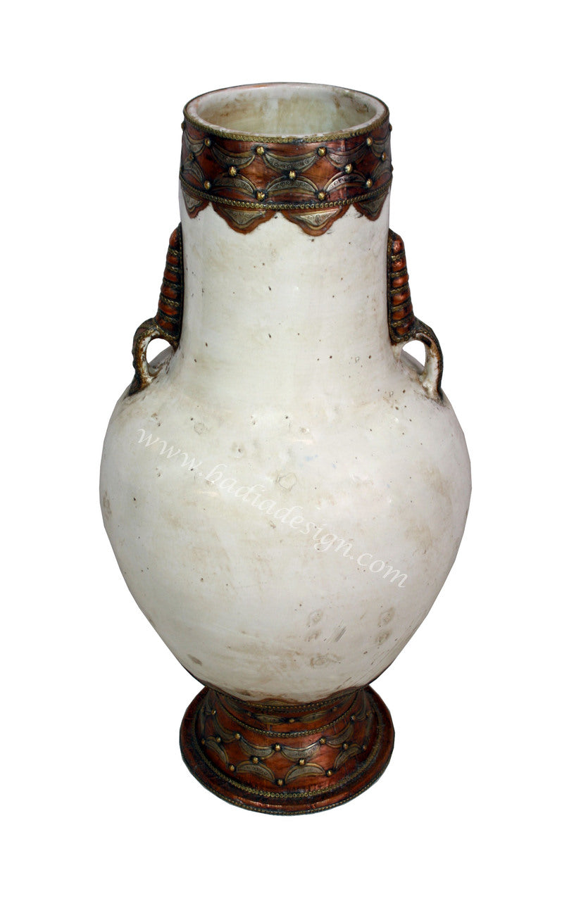 Moroccan Metal and Ceramic Urn