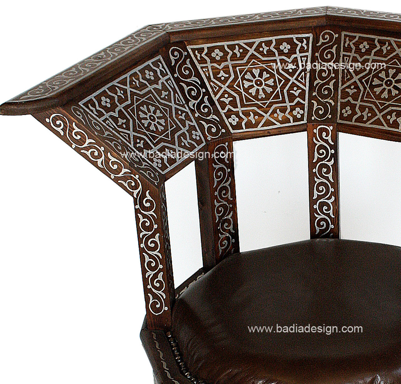 Hand Painted Cedar Carved Chair with Leather Seat