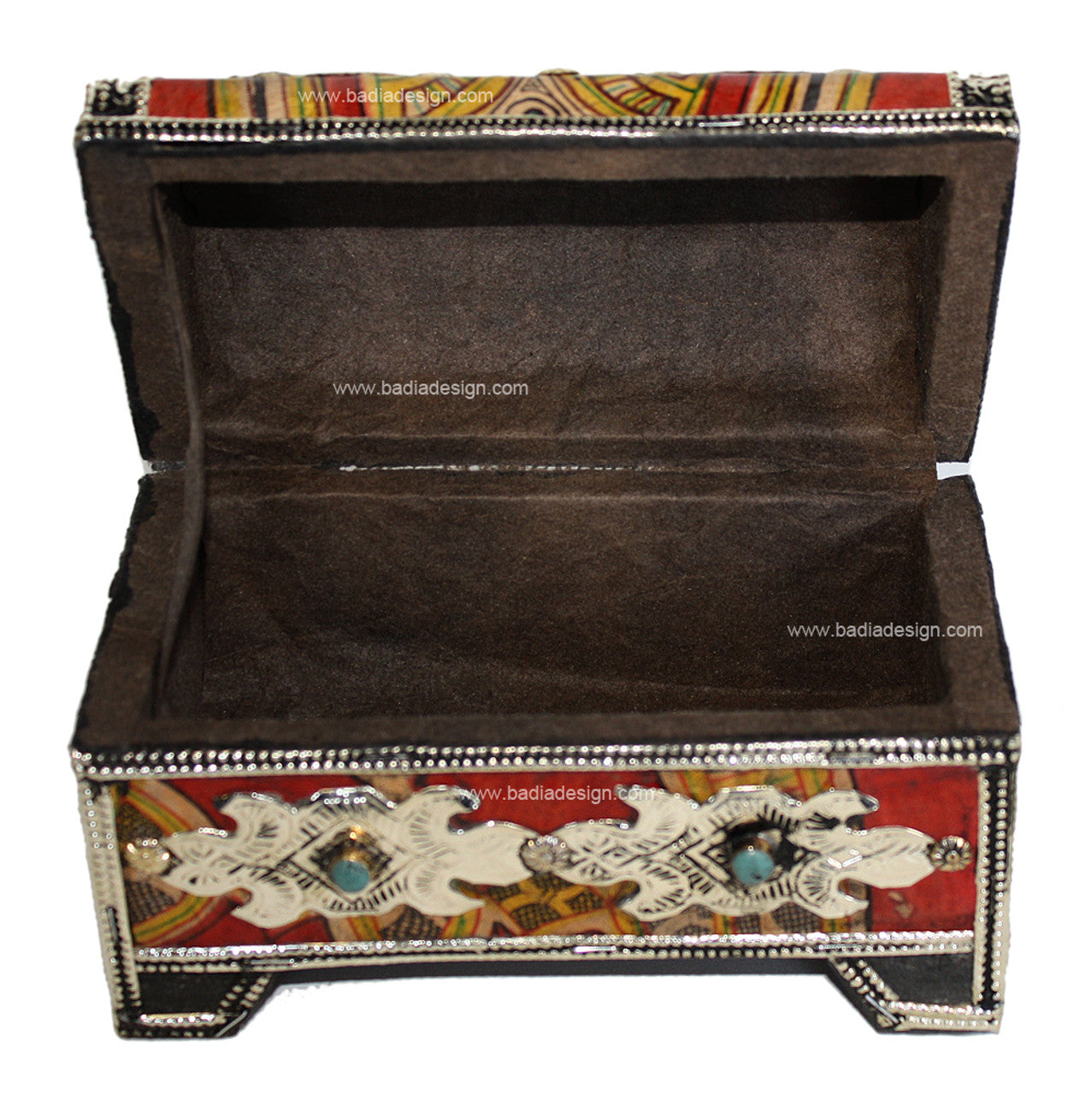 Hand Painted Metal and Bone Jewelry Box