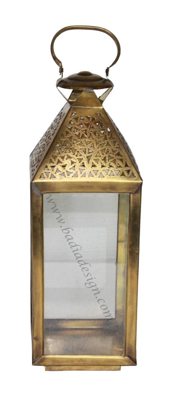 Brass Tabletop Lantern with Clear Glass