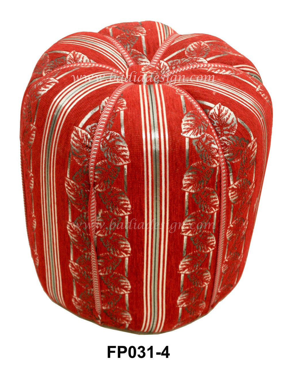 Embroidered Fabric Pouf with Vibrant Colors
