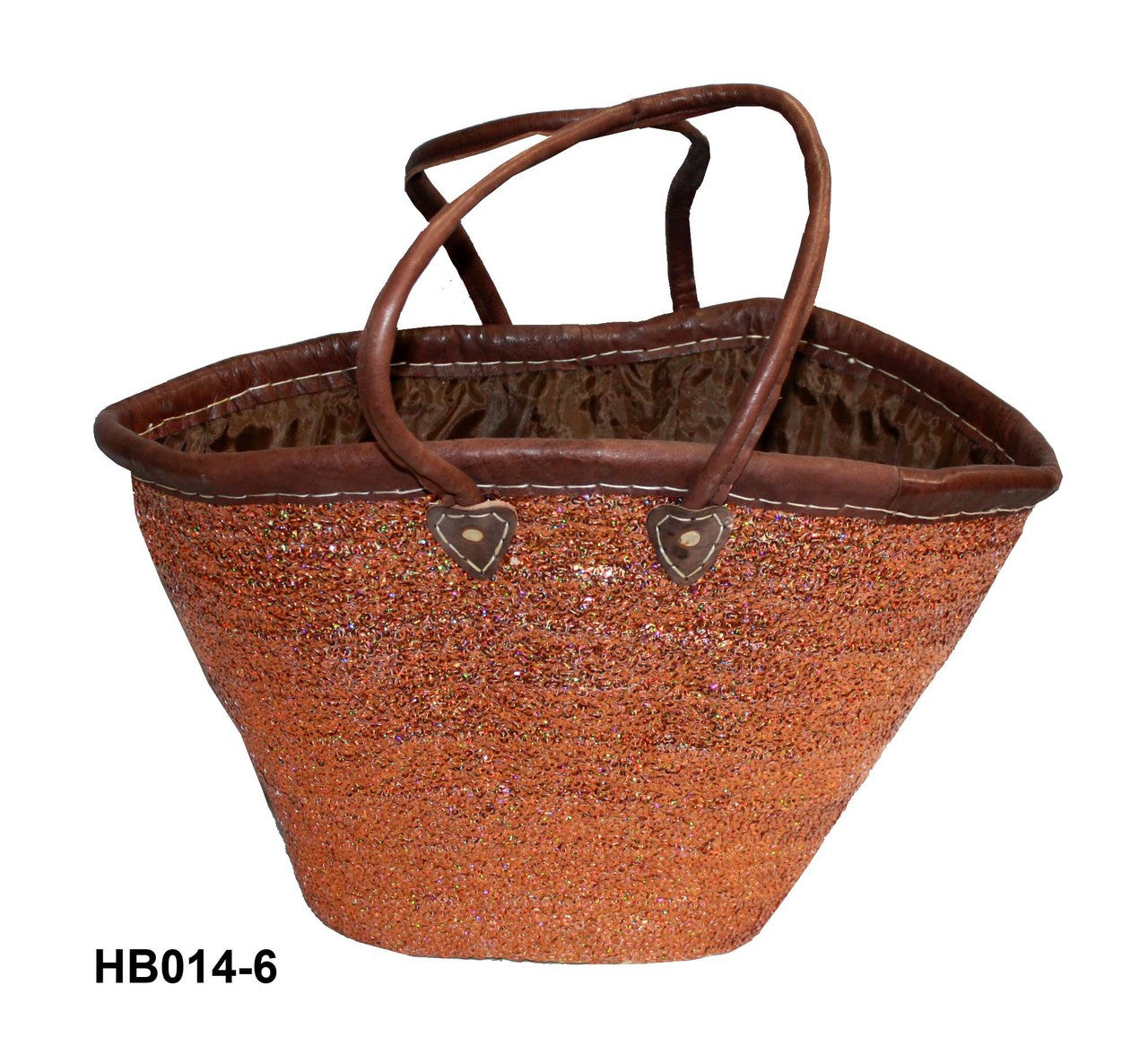 Raffia Handbag with Leather Handle