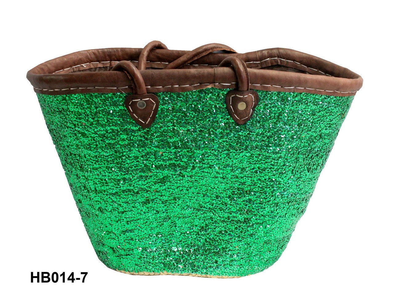 Raffia Handbag with Leather Handle