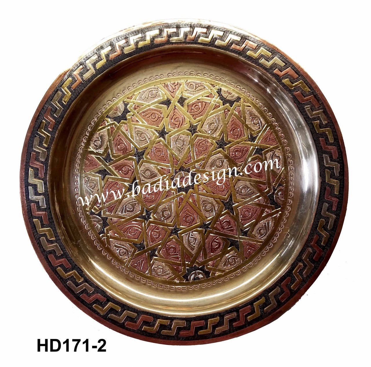 Brass Round Engraved Serving Tray