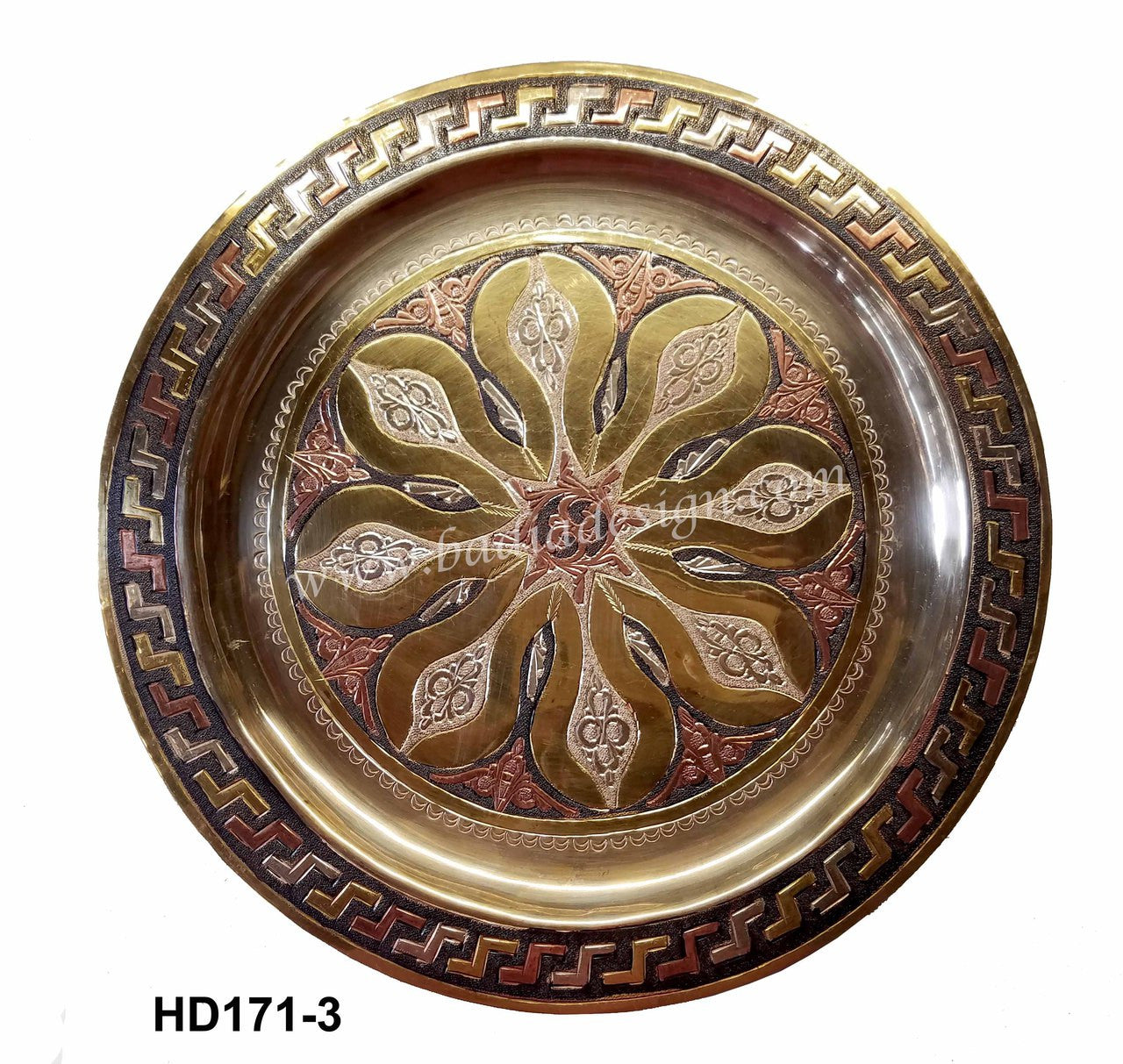 Brass Round Engraved Serving Tray
