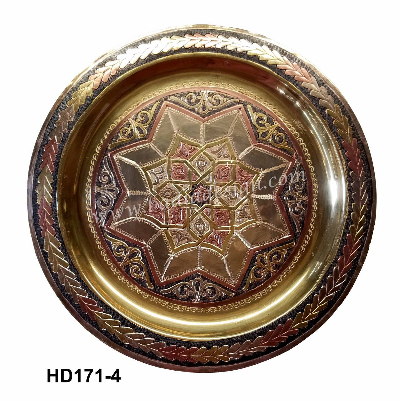 Brass Round Engraved Serving Tray