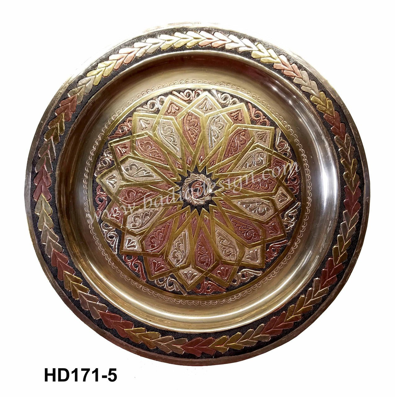 Brass Round Engraved Serving Tray
