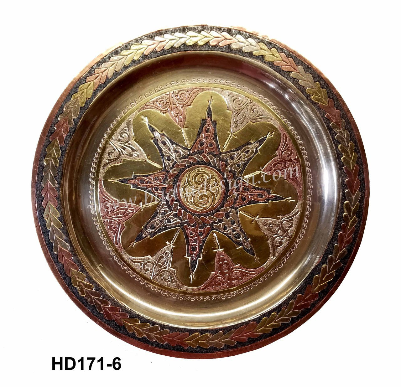 Brass Round Engraved Serving Tray