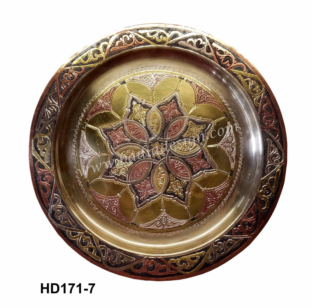 Brass Round Engraved Serving Tray