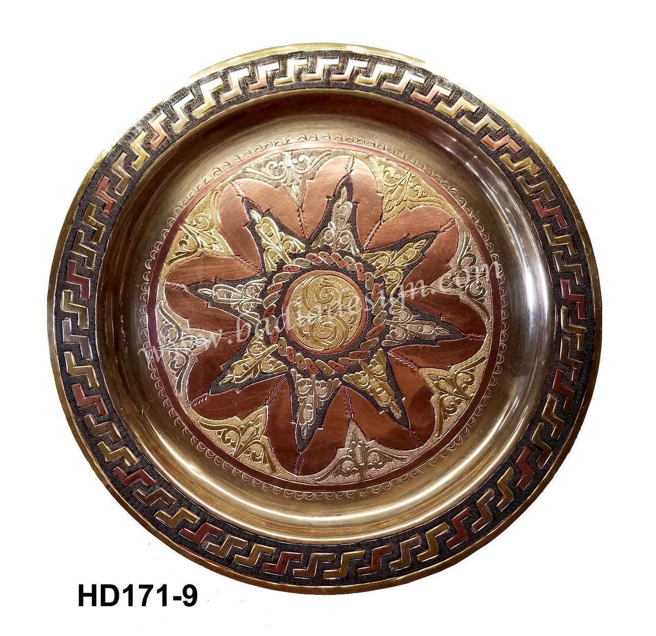 Brass Round Engraved Serving Tray