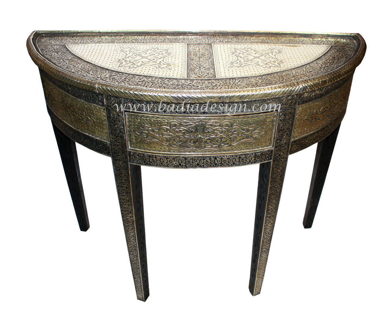 Half Moon Embossed Nickel Nightstand