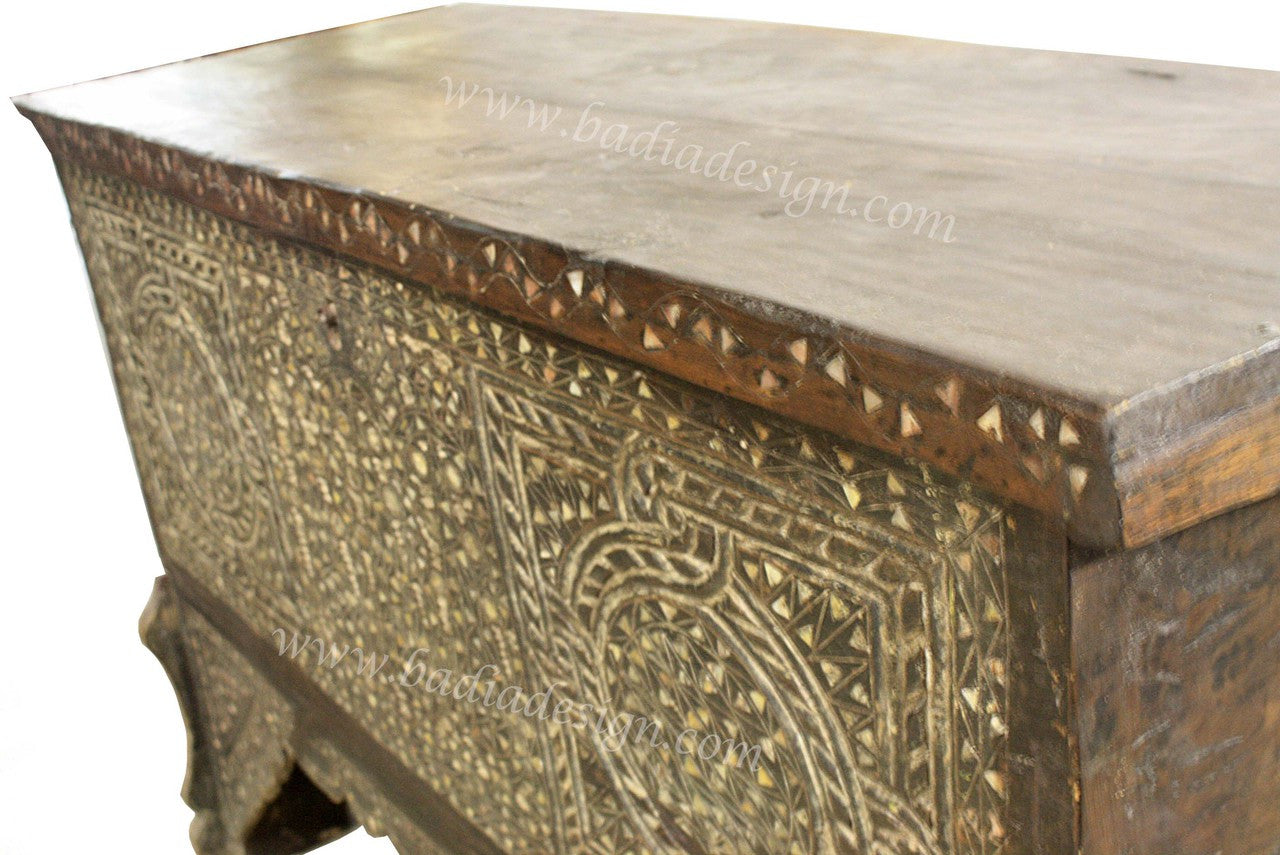 Hand Carved Mother of Pearl Inlay Cedar Trunk
