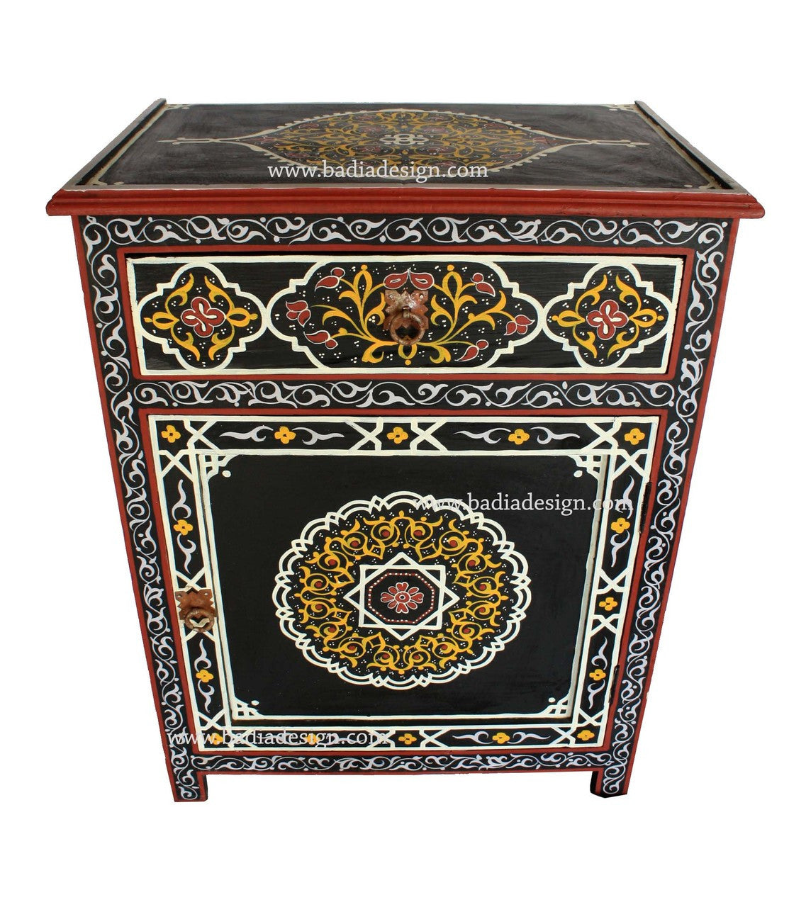 Black Carved Cedar Hand Painted Cabinet