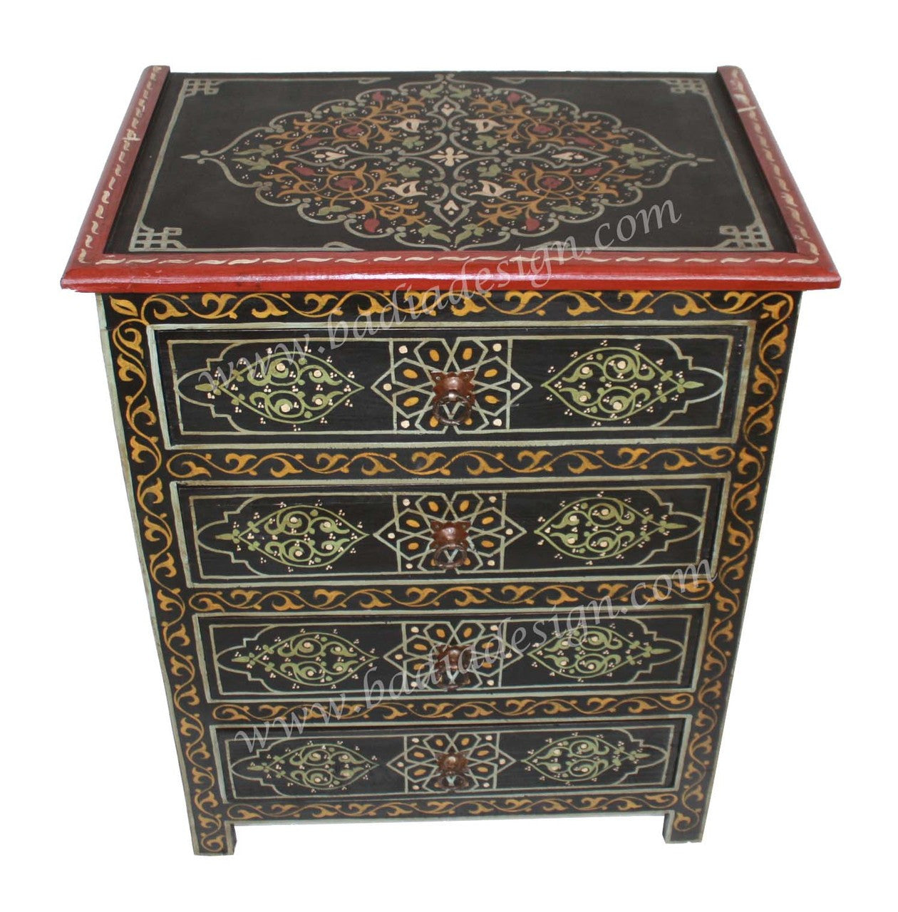 Carved Cedar Hand Painted Cabinet