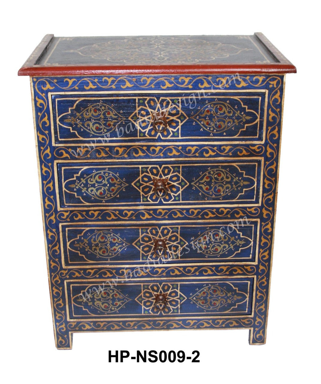 Carved Cedar Hand Painted Cabinet