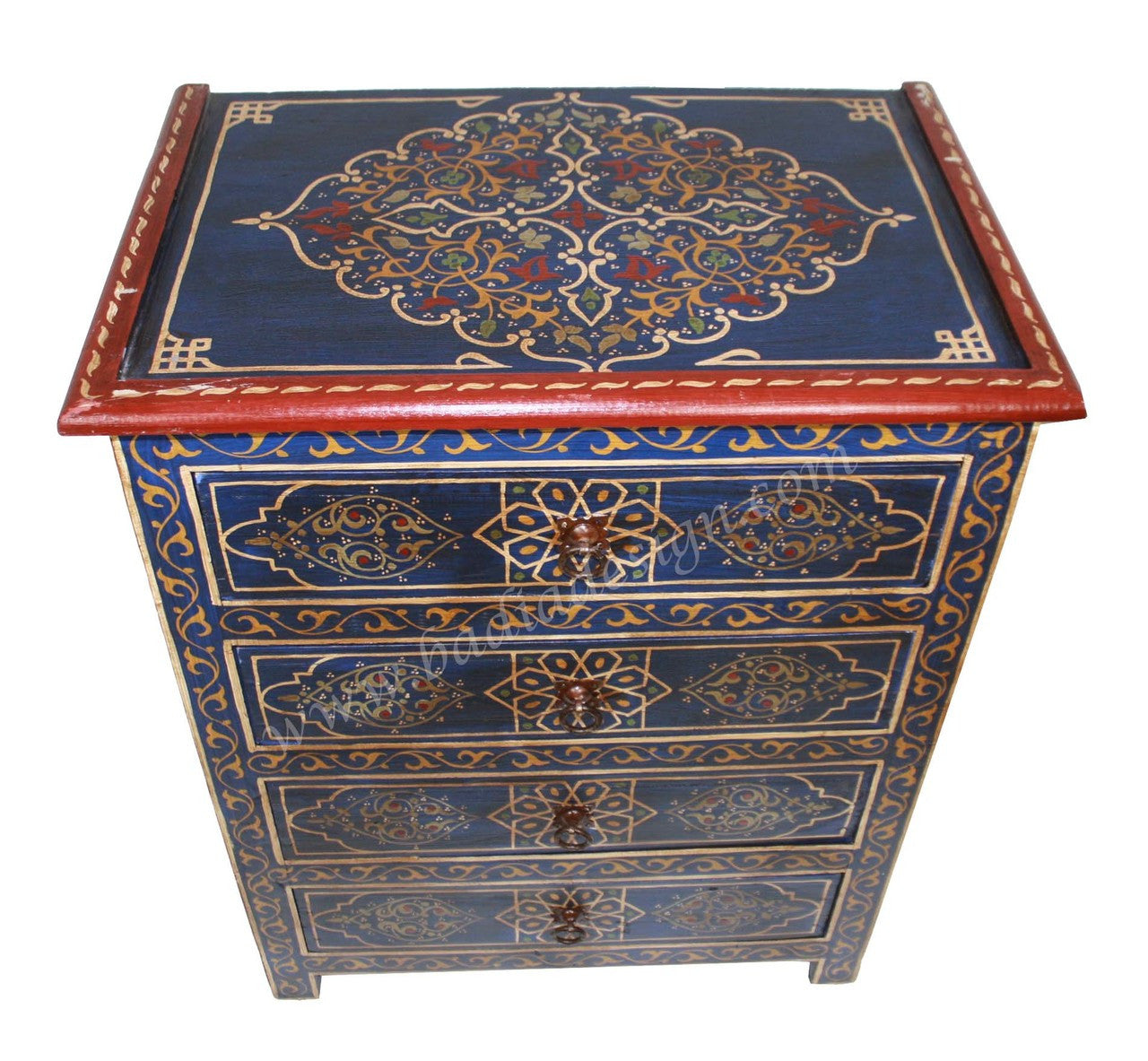 Carved Cedar Hand Painted Cabinet