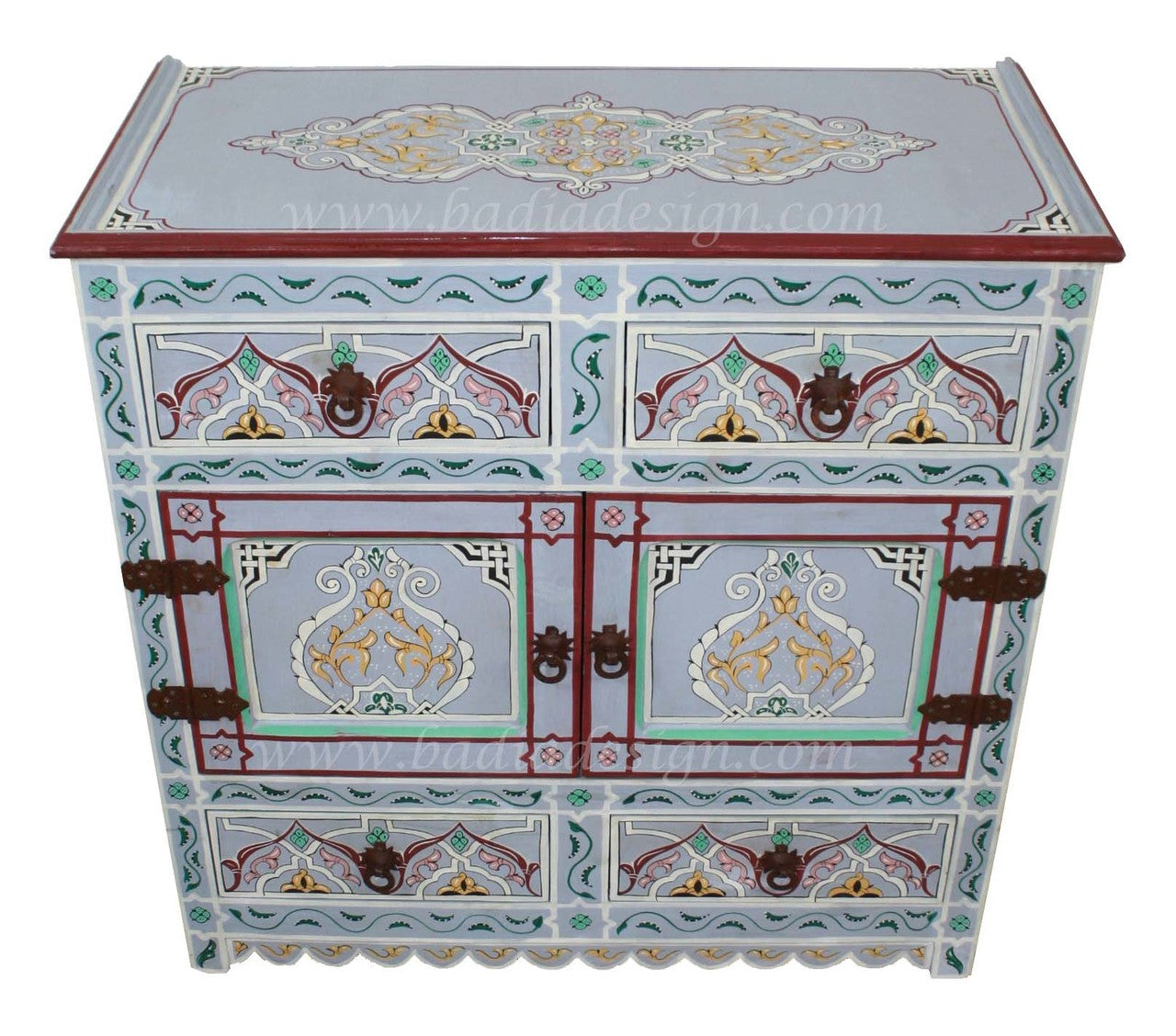 Moroccan Hand Painted Wooden Cabinet