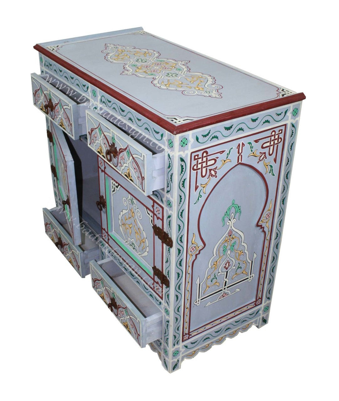 Moroccan Hand Painted Wooden Cabinet