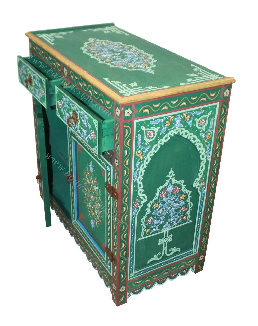 Moroccan Hand Painted Wooden Cabinet