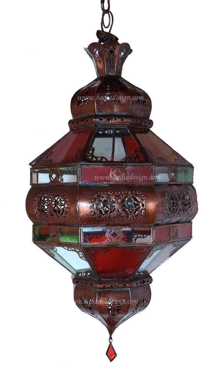 Hanging Lantern with Multi Color Glass