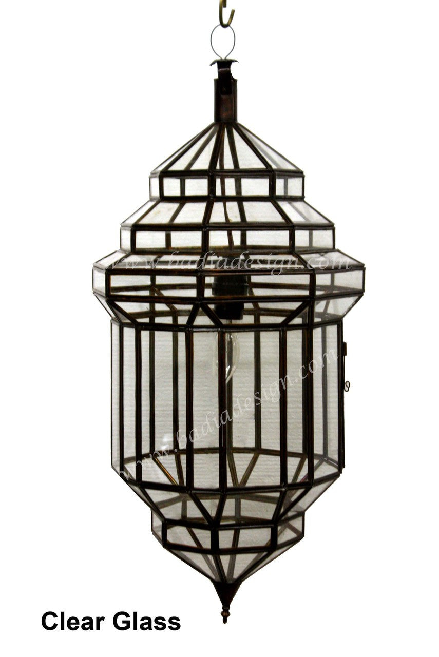 Hanging Lantern with Clear and White Glass