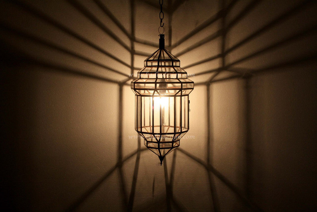 Hanging Lantern with Clear and White Glass