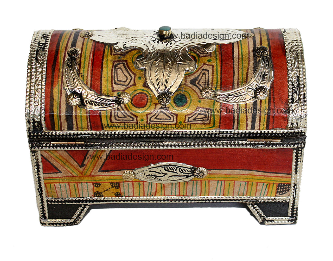 Hand Painted Metal and Bone Jewelry Box