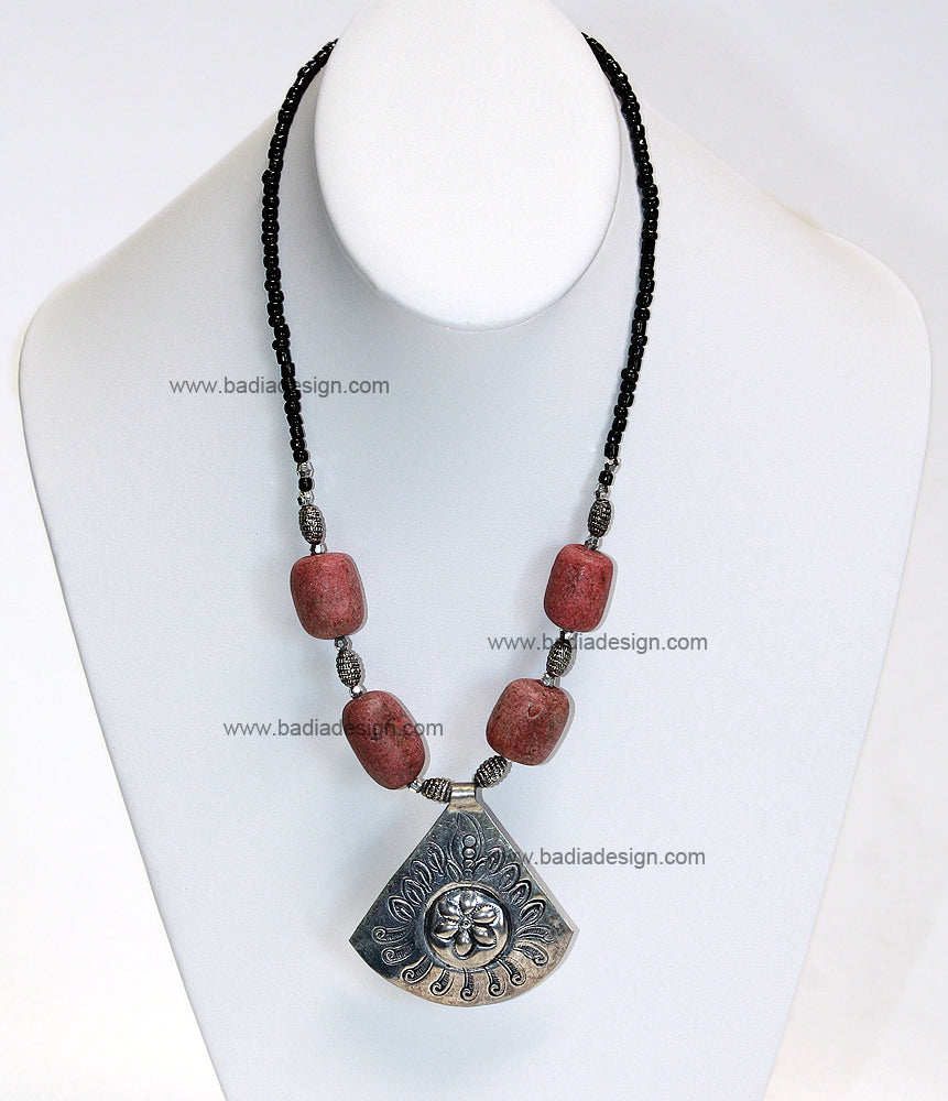 Moroccan Red Gemstone Necklace - J023