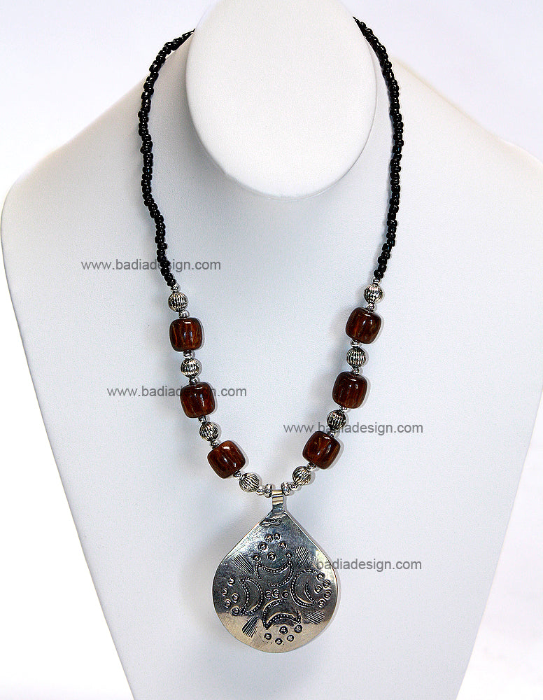 Moroccan Brown Gemstone Necklace - J024