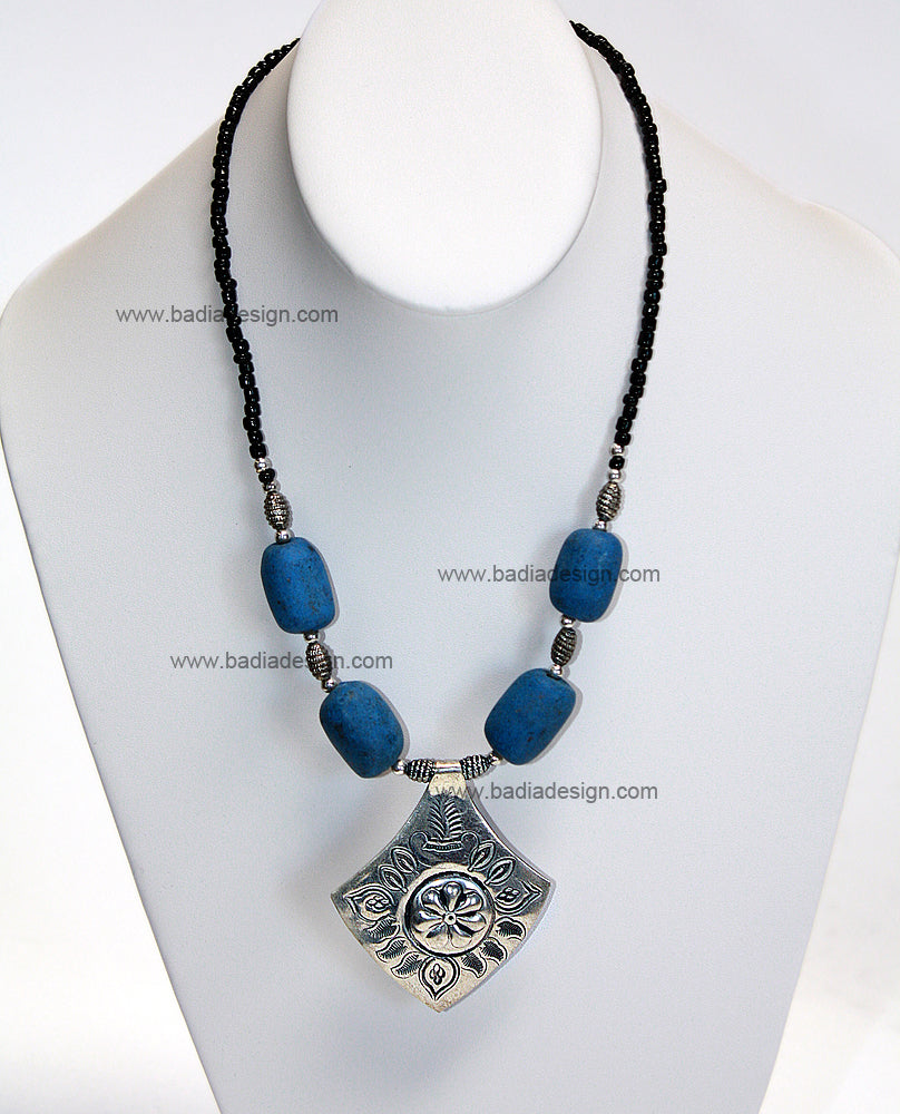 Moroccan Blue Gemstone Necklace - J026