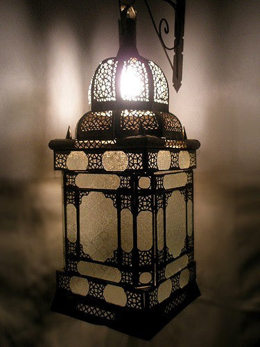 Brass Lantern with Frosted Glass