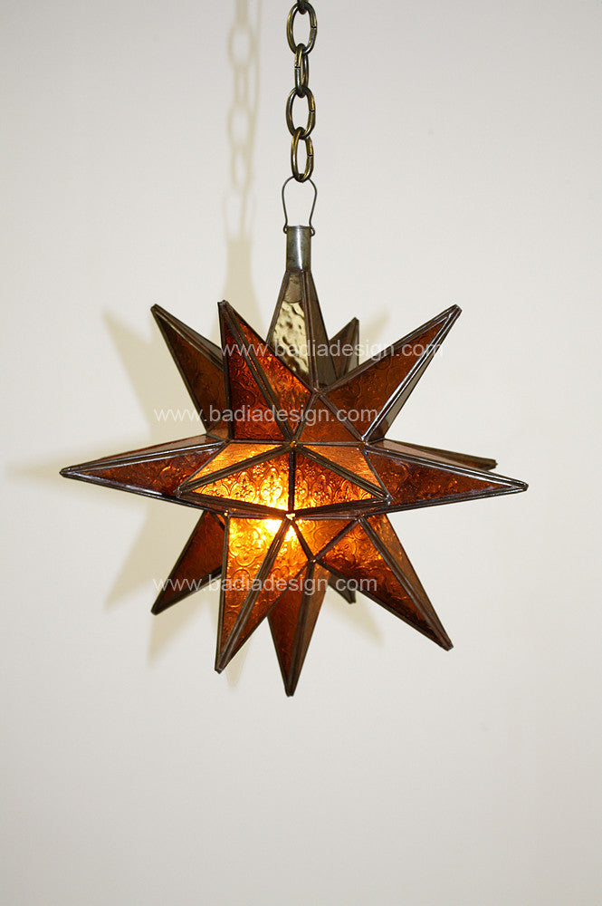 Star Lantern with Patterned Colored Glass
