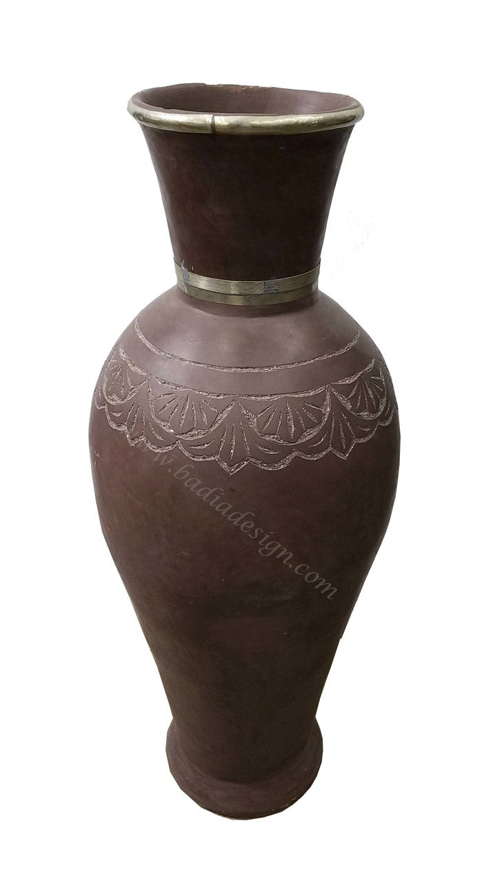 Brown Hand Painted Ceramic Urn