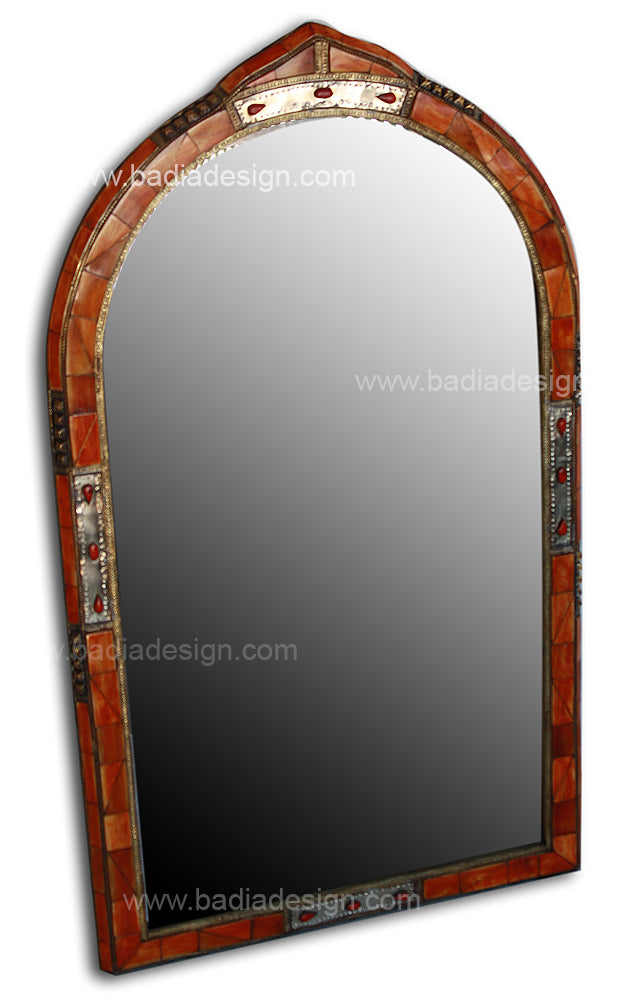 Arched Orange Camel Bone Inlay Mirror
