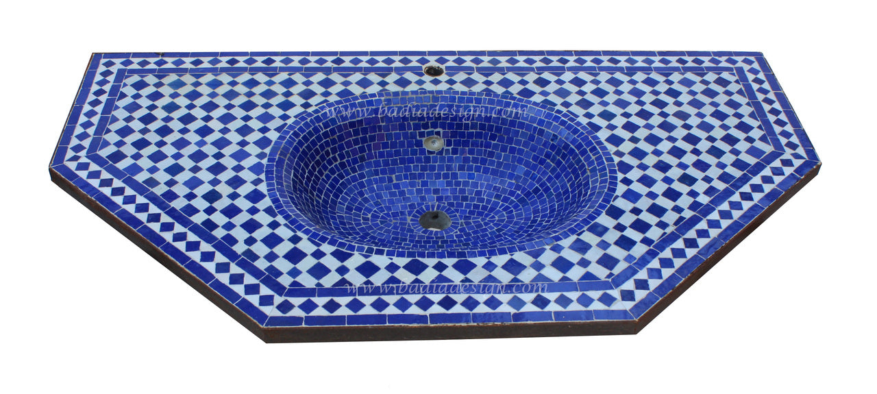 Moroccan Mosaic Blue Tile Sink Top