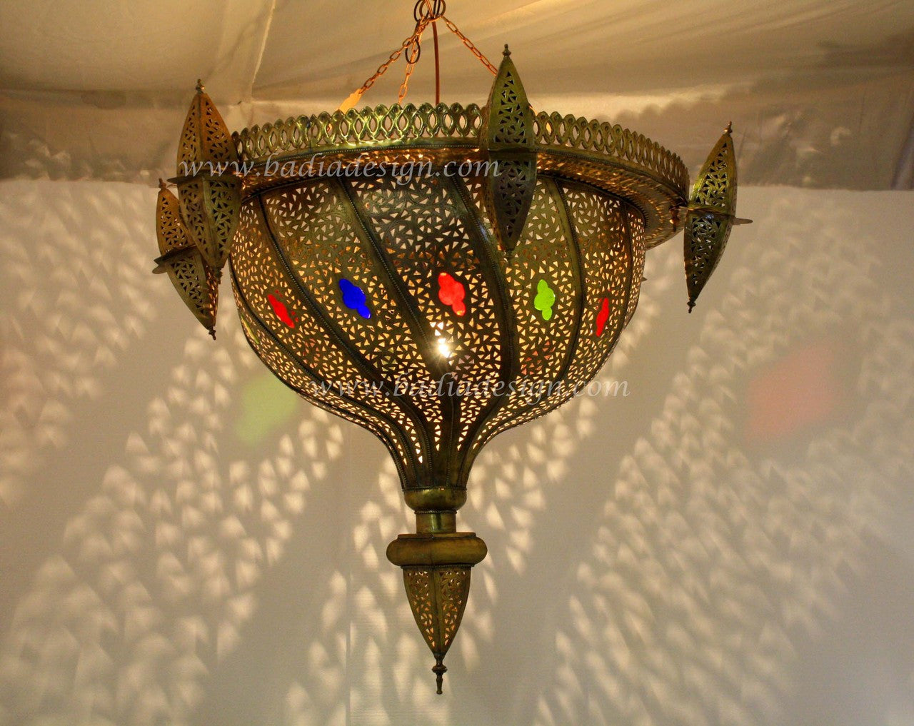 Moroccan Chandelier with Multi-Color Glass