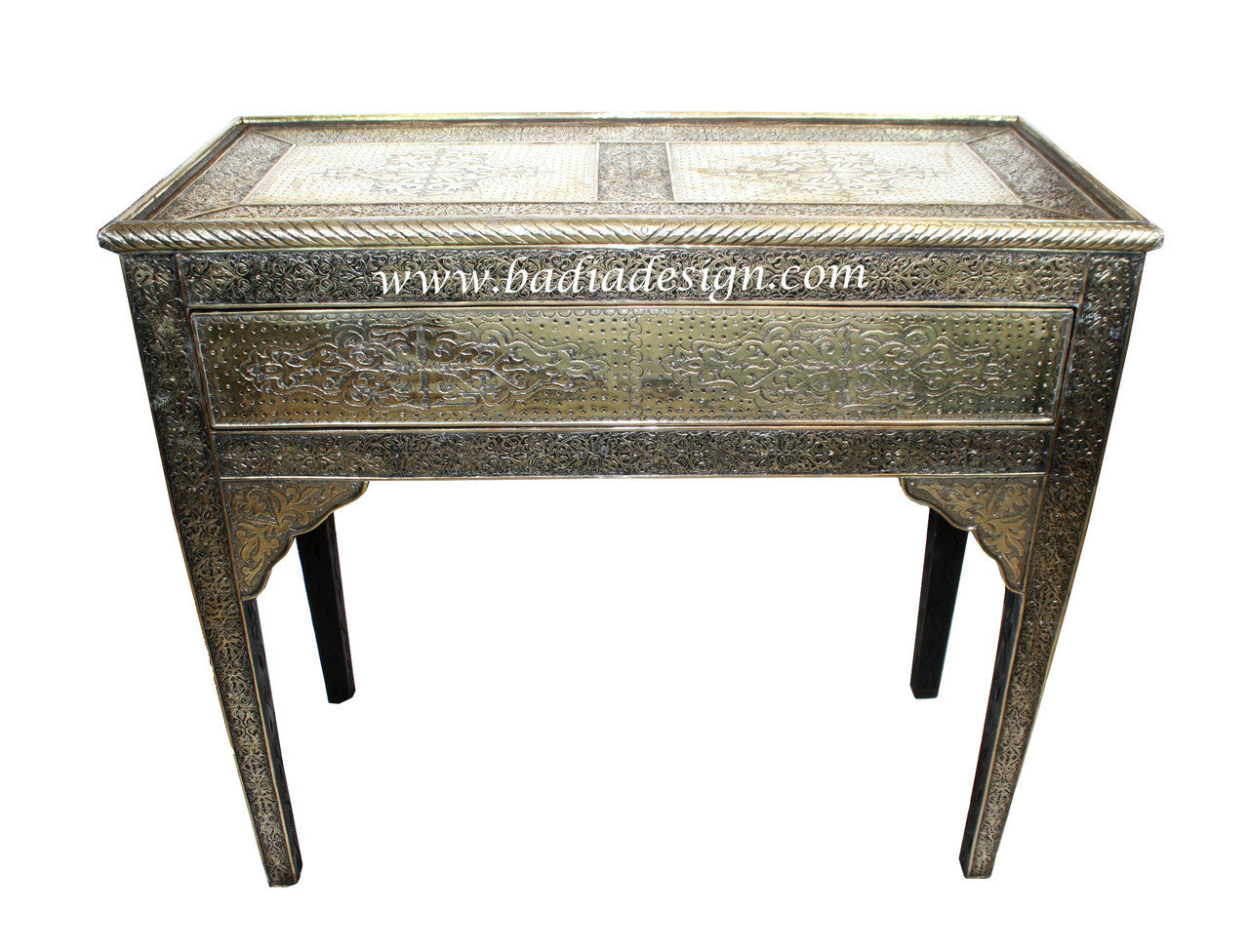 Embossed Nickel Metal Cabinet Table