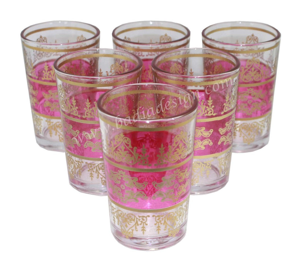 Gold Motif Moroccan Tea Glass Set - Pack of 6