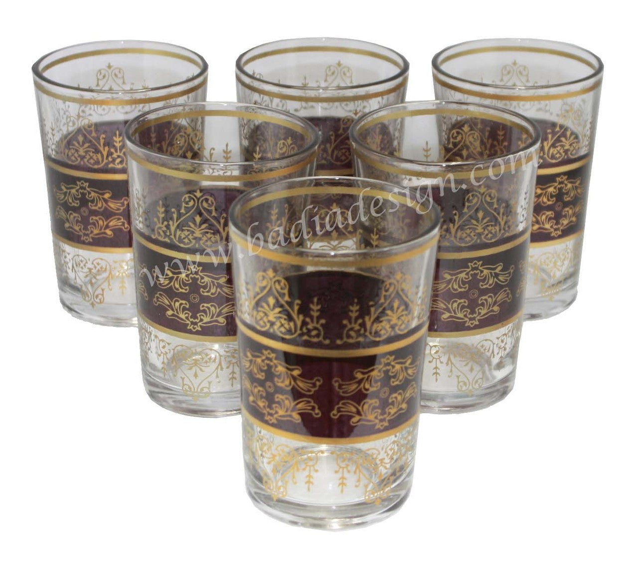 Gold Motif Moroccan Tea Glass Set - Pack of 6
