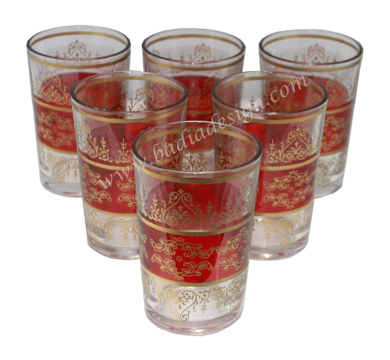 Gold Motif Moroccan Tea Glass Set - Pack of 6