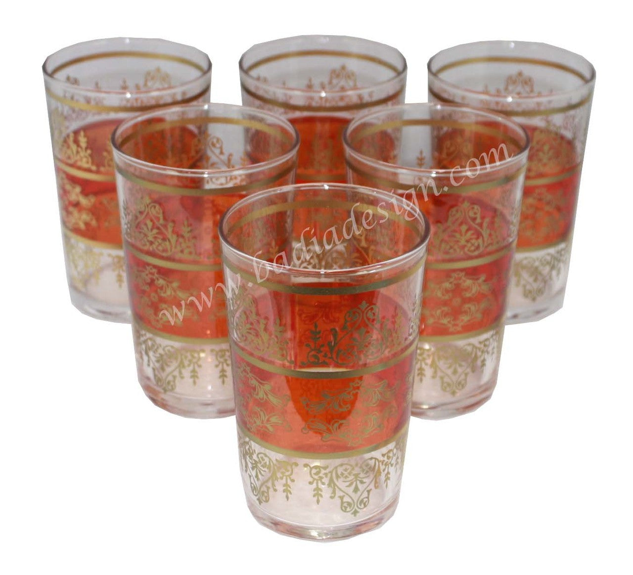 Gold Motif Moroccan Tea Glass Set - Pack of 6