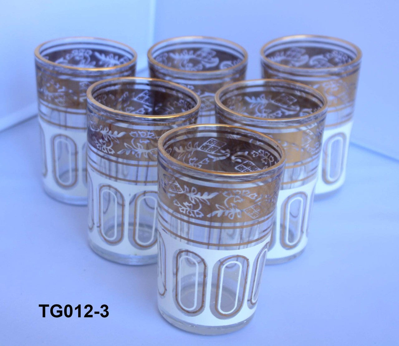 Multi Color Gold Motif Tea Glasses
