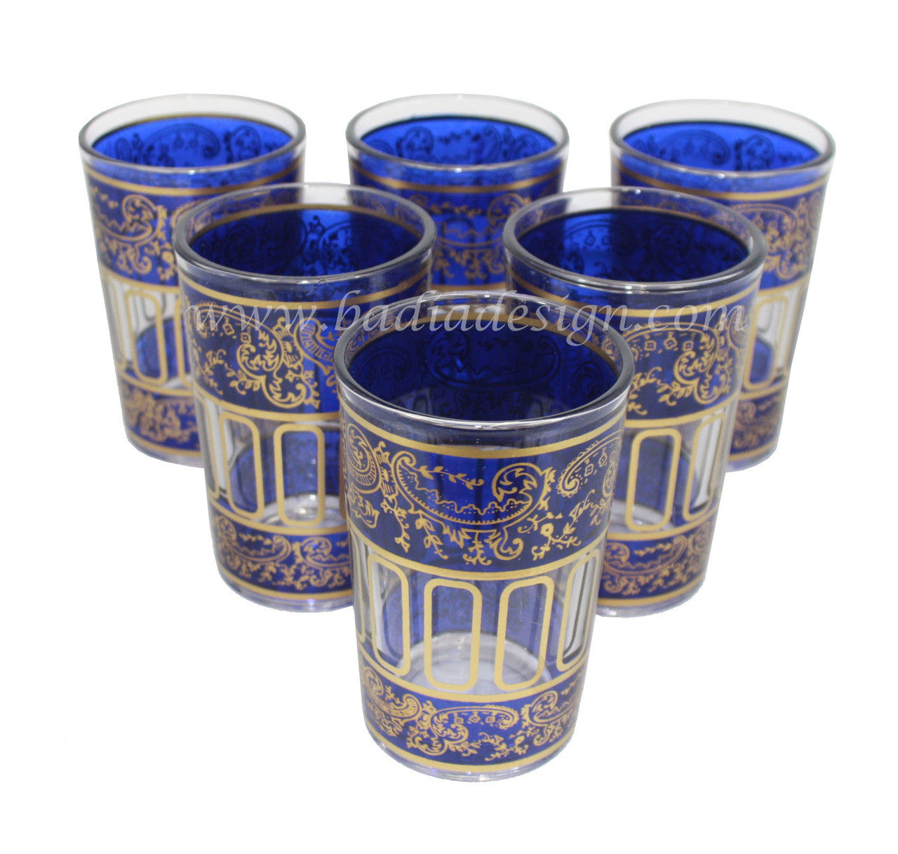 Gold Motif Moroccan Tea Glass Set - Pack of 6