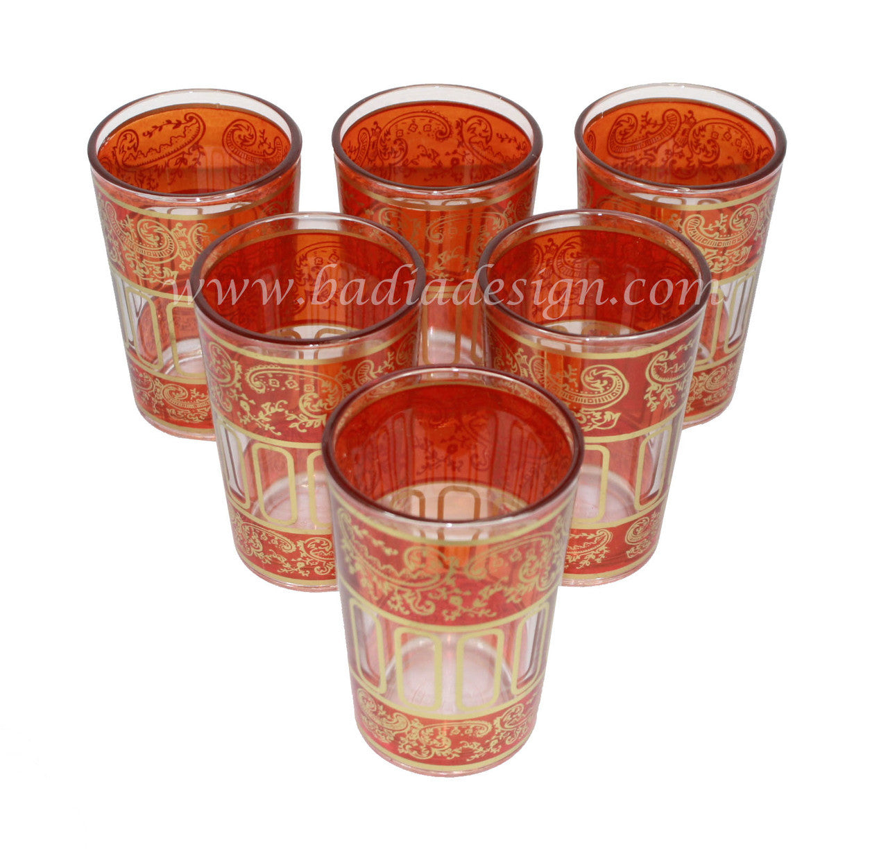 Gold Motif Moroccan Tea Glass Set - Pack of 6