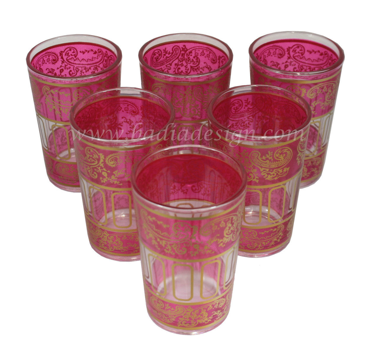 Gold Motif Moroccan Tea Glass Set - Pack of 6