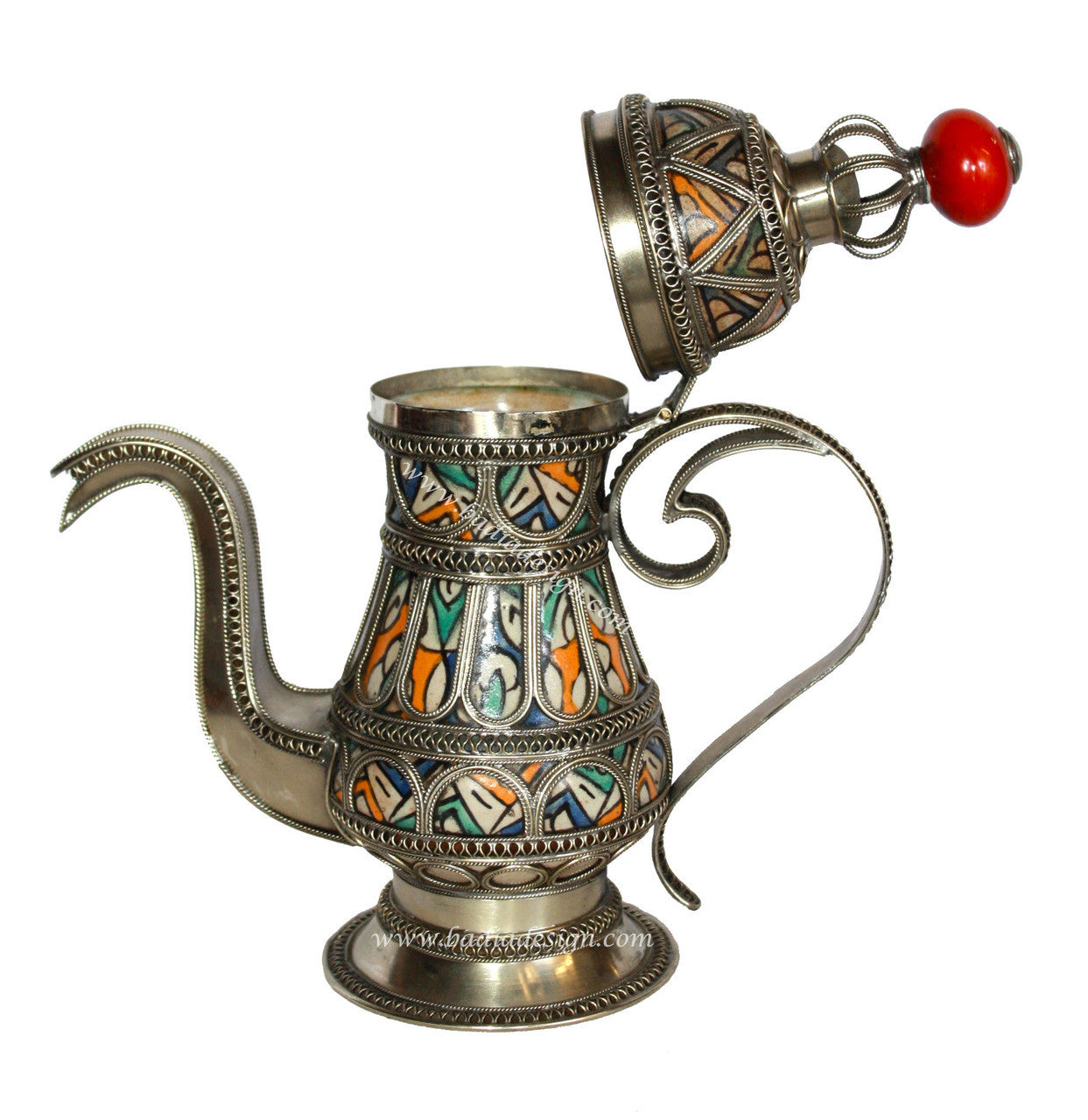 Decorative Metal and Ceramic Teapot