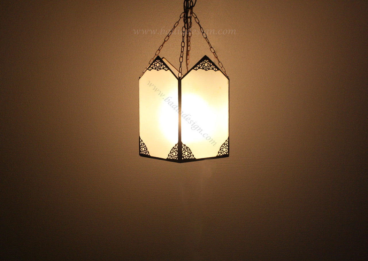 Hanging White Glass Lantern