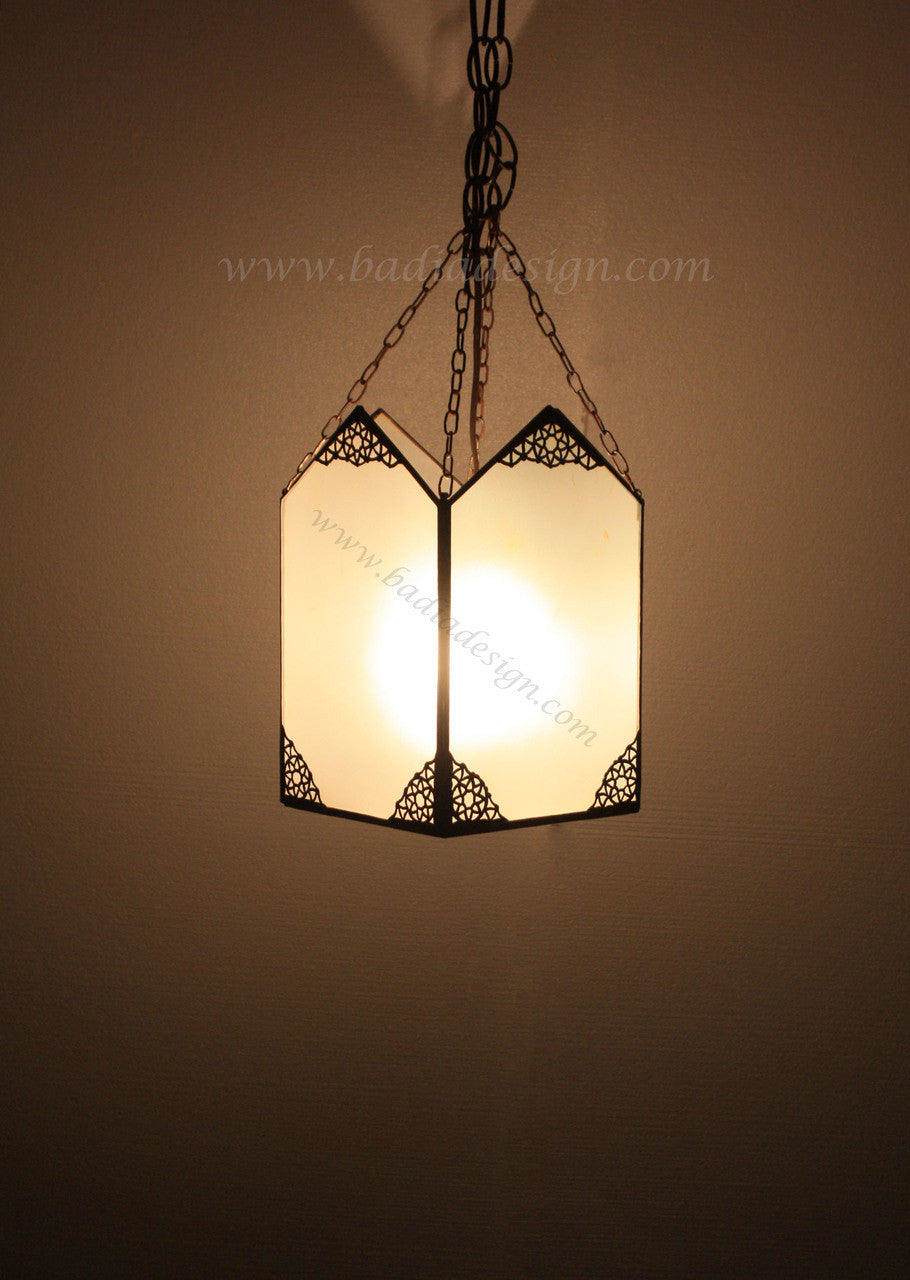 Hanging White Glass Lantern