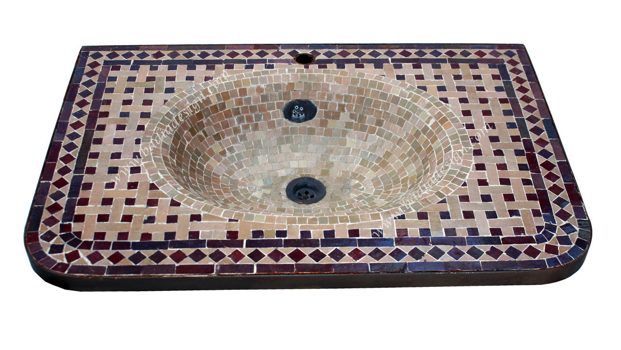 Brown Moroccan Mosaic Tile Sink