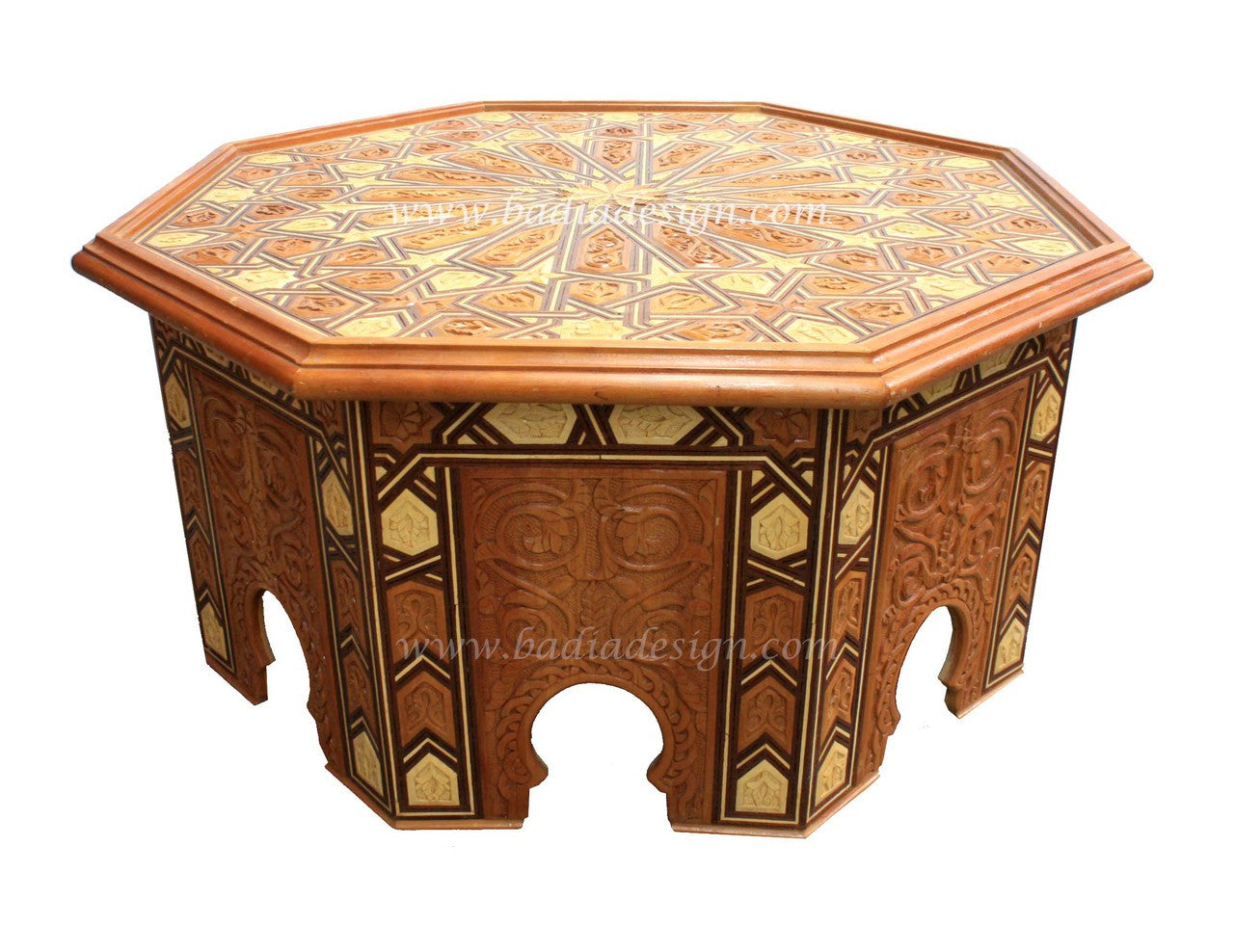 Moroccan Hand Carved Wooden Table